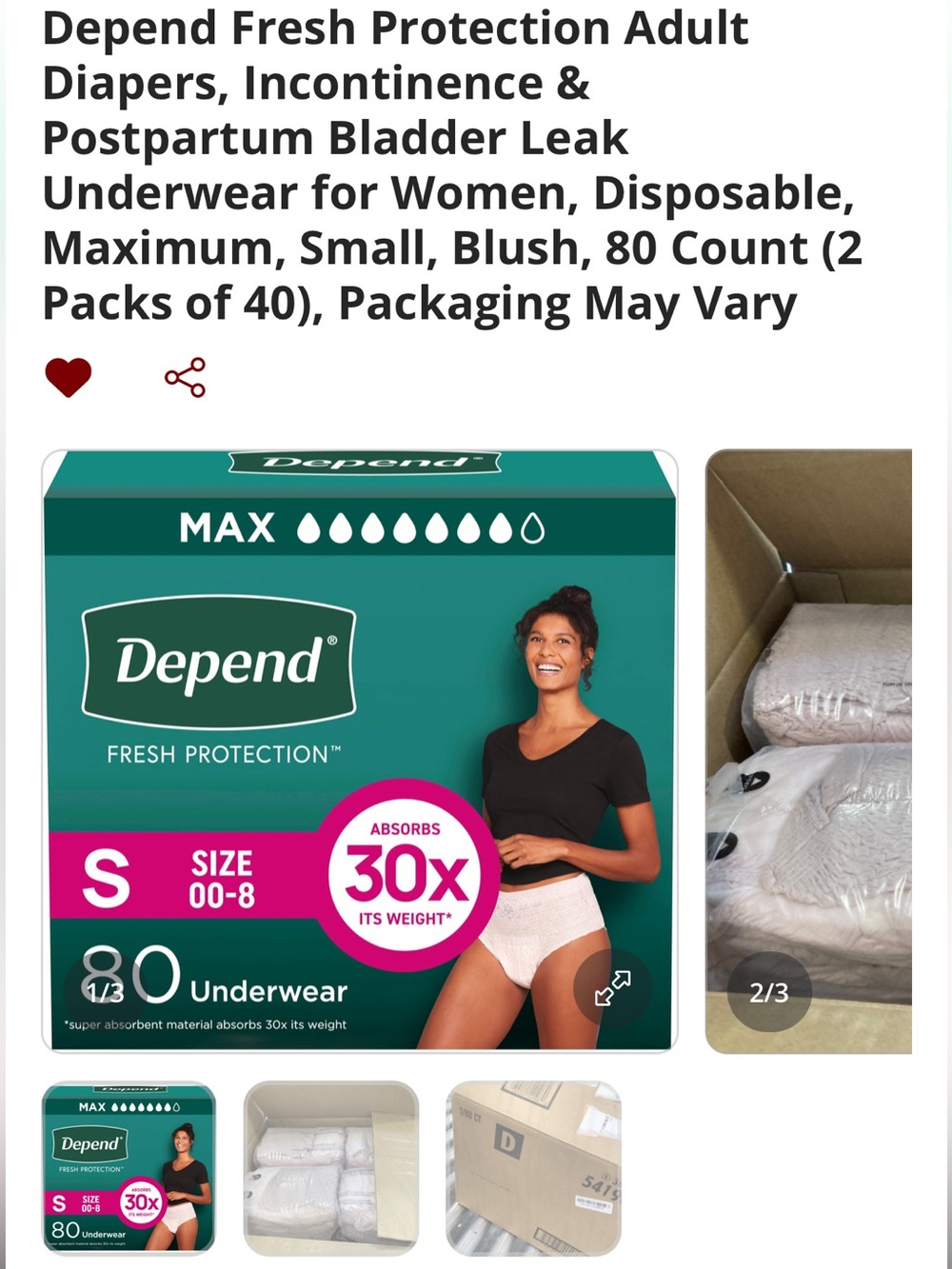 Depend Fresh Protection Women’s Disposable Blush Underwear - Size S